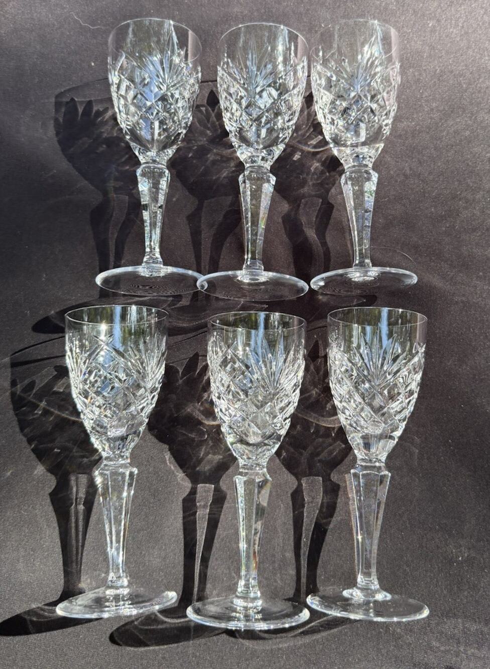 Galway Crystal Ashford Plain Base White Wine Goblet 5.5" Made Ireland Set Of 6